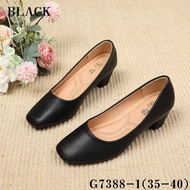 G7388-1 SQUARE TOE BLACK SHOES FOR WOMEN 2 INCH Comfortable & Stylish Heeled Footwear