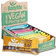 BodyMe Organic Vegan Protein Bar, Mixed Shaft, 12 x 60 g Vegan Protein Bar, Gluten Free, 16 g Complete Vegan Protein Per Snack, 3 Proteins, Essential Amino Acids, Fitness Bar