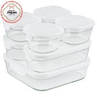 Iwaki Heat Resistant Glass Container White Square 7-Piece / 4-Piece Set Iwaki Heat Resistant Glass C