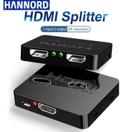 Hannord 4K ตัวแยกที่เข้ากันได้กับ HDMI 1X2แบบแยกเครื่องขยายเสียง1 In 2เอาท์พุทกล่องสวิทซ์แยกตัวกระจายวิดีโอสำหรับ Xbox PC PS3 HDTV DVD