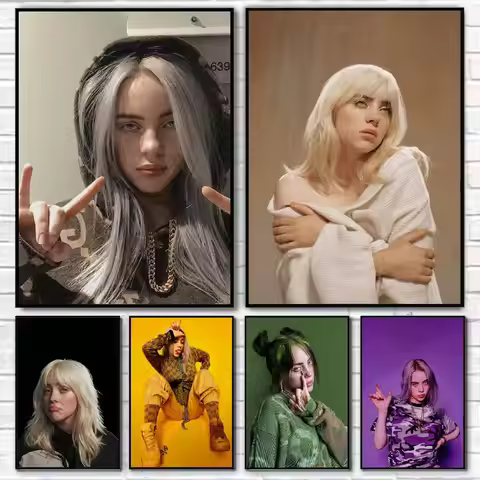 S-Snger B-Billie Eilish Poster Self-adhesive Art Waterproof Paper Sticker Coffee House Bar Room Wall