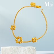 Merlin Goldsmith 22K 916 Gold Three Beaded Flower Bracelet