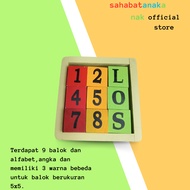 Educational toys / cube letters and numbers, set of 9