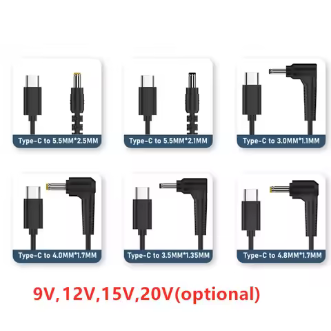 150cm USB C Type-C PD Male to 9V 12V 15V 20V 5.5x2.1 5.5x2.5mm 3.0x1.1 3.5x1.35mm 4.0x1.7mm 4.8x1.7m