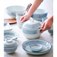 日式和風高溫釉下彩手繪陶瓷餐具米飯碗湯碗面碗飯盤菜盤魚盤湯鍋