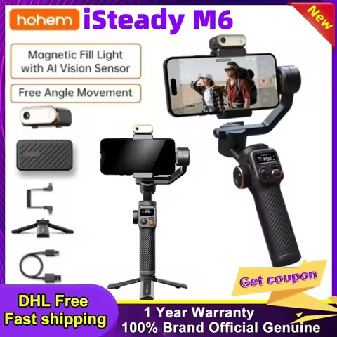 Hohem iSteady M6 Handheld Gimbal Stabilizer Selfie Tripod for Smartphone with AI Magnetic Fill Light