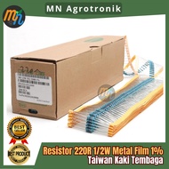 X10 Resistor 220R 220 Ohm 1/2W Metal Film 1% Copper Legs