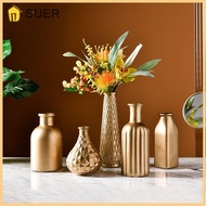 SUER Gold Glass Vase Home Decor Ornaments Modern Flower Bottle