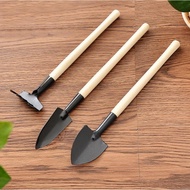 3pcs/set Mini Metal Garden Handle Shovel Rake Set Weeding Tool Bonsai Flowers Pot Tool Set Metal Hea