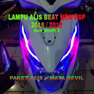 Paket Komplit Lampu alis beat new Esp 2016 2017 2018 2019 / Lampu Alis Drl beat Variasi LED Bonus De