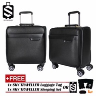 SKY TRAVELLER SKY299 Vintage Leather Elegant Trolley Case Business Bag Travel Luggage Bag 16Inch - F