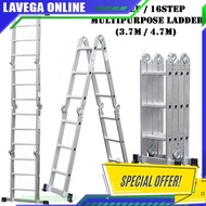 12 Step (3.7Mtr / 4.7mtr) 16 Step Foldable Ladder Aluminium Ladder / Heavy Duty Multipurpose Ladder
