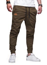 Mens Casual Joggers Pants - Cotton Drawstring Chino Cargo Pants Hiking Outdoor Twill Track Jogging S