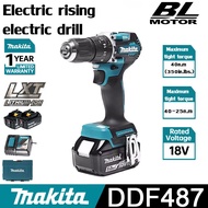 (100% original)Makita electric drill impact DDF487 Equipped with 18V lithium battery Cordless Drill Impact Household pistol drill Household power tools