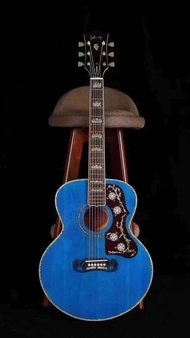 กีตาร์มืออาชีพฝัง J-200เปลือกหอยเป๋าฮื้อ38นิ้วสีฟ้ากีตาร์โปร่ง J200ทั้งหมด Gibson