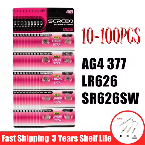 10-100PCS AG4 Button Batteries 377 SR626 SR626SW 1.55V Cell Coin Alkaline Battery 177 376 626A LR66 