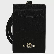 COACH 防刮皮革掛式證件卡夾-黑色