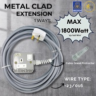1 WAY 13amp Metal Clad HEAVY DUTY TRAILING SOCKET EXTENSION SOCKET 3/6/10/15/20 METER 23/016 3C cabl