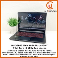 MSI GF63 THIN 10SCSR-1452MY INTEL CORE I5-10200H 16GB RAM 512GB NVME SSD GTX1650TI MAXQ USED LAPTOP 