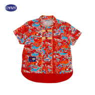 ENFANT (อองฟองต์) เสื้อคอจีน หน้าสั้นหลังยาว คอลเลกชั่น Festive ต้อนรีบปีมังกรทอง สำหรับเด็กอายุ 6 เดือน - 8 ปี สีแดง