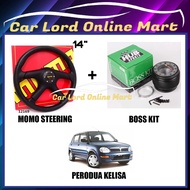 PERODUA KELISA 14'' MOMO STEERING PVC HIGH QUALITY + BOSSKIT SET