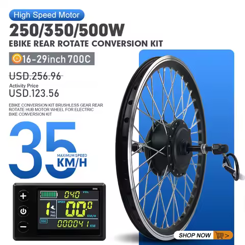 Electric Bike Conversion Kit 36V48V 250W 350W 500W Brushless Rear Hub Motor Wheel 16-29in eBike Conv