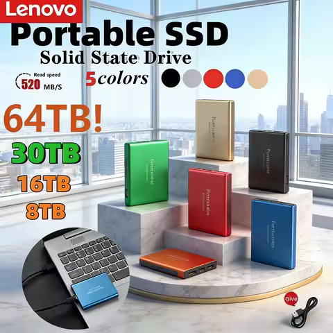 Lenovo T5 Original Portable External 256TB SSD USB 3.1 Mini Solid State Drive High-Speed 2TB Memory 