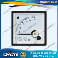 FORT AMPERE METER DIRECT 10A 72X72 FT-72ADT NON CT 10 AMPERE PANEL METER 72 X 72 FT72ADT