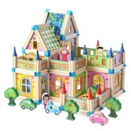 Master Building Blocks ของเล่นก่อสร้างไม้เปลี่ยนได้สําหรับเด็กชายและเด็กหญิงเด็กบ้านไม้ Villa Buildi