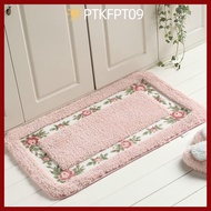 PTKFPT09 1 Pcs Pink Rug, Pink Microfiber Flower Rug, Easy To Use 16*24Inch Non-Skid Absorbent Floral