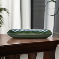 Steel Plate Simple And Elegant Looks Expensive 12 Inches 31 Cm Ceramic Tray Banana Leaf Pattern Mini