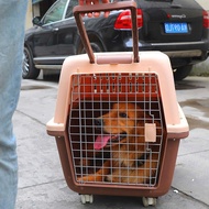 H-Y/ Pet Flight Case Trolley Dog Box with Wheels Medium Size Corgi out Dog Cage Air China Large Size OO7D