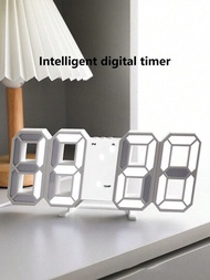 智能 3d 數字時鐘鬧鐘,壁掛式 Led 電子時鐘,帶溫度顯示
