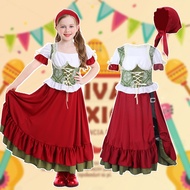 LOlanta 4Pcs Kids Girls German Bavarian Oktoberfest Costume Set Fancy Child Outfit for Halloween Cos