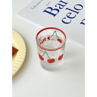 ins cute Cherry glass girl heart home juice cup breakfast milk cup