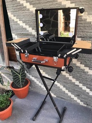 beauty case koper make up box make up uk M 50 x40x20 cm lampu tanam bahan kulit sintetis anti air da