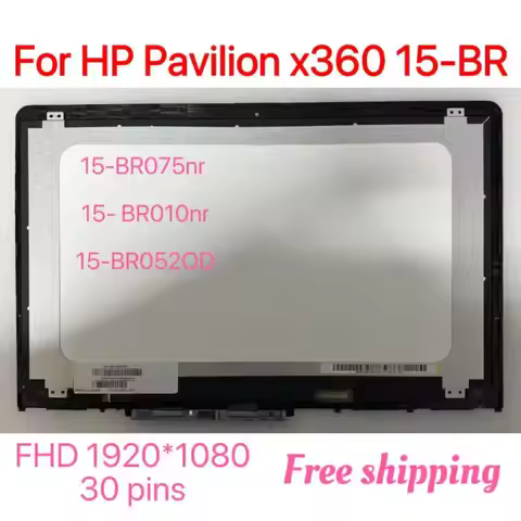 15.6" FHD 1920x1080 30-Pin Touch Screen Assembly for HP Pavilion x360 15-BR Series, LCD Digitizer Di