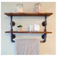 Towel Bar Simple Style American Industrial Double-Layer Iron Shelf Retro loft 2WNZ