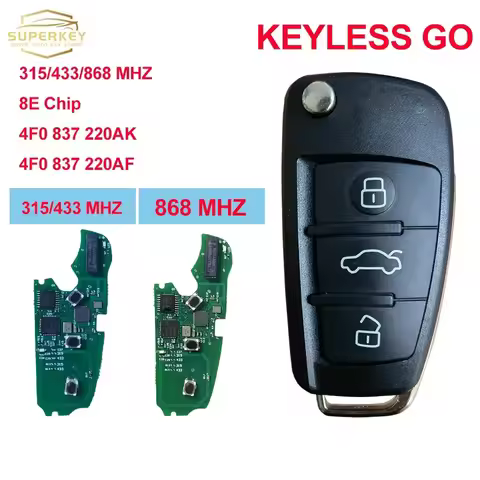 SUPERKEY Smart Fob Flip Key For AUDI A6 Q7 S6 RS6 2006 - 2015 8E Chip 315/434/868 MHZ 4F0837220AK 4F