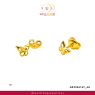 WELL CHIP Butterfly Studs Earrings - 916 Gold/Anting-anting Kancing Rama-rama - 916 Emas