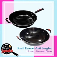34cm Non-Stick Enamel Frying Pan Wok Pan