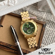 [Original] Balmer A7935G GP-6 Chronograph Sapphire Men's Watch with Green Dial and Gold Stainless St