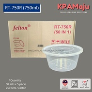 [250sets/carton] RT-750R (750ml) - Round PP Container, Microwave Safe PP Container with Lid, Felton 