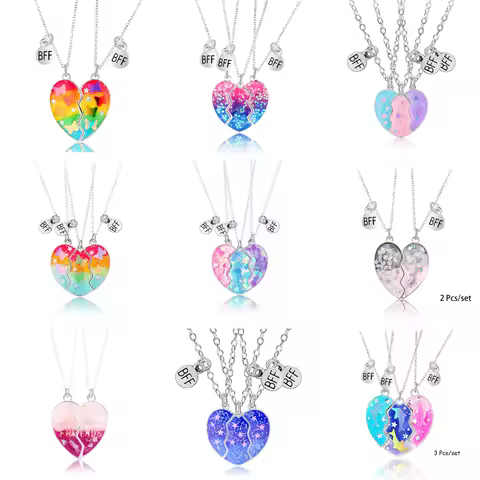 3 Pcs/Set Best Friend Magnet Pendant Necklace Creative Pentagram Alloy Accessories Friendship Neckla