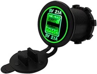 Davitu Cables, Adapters &amp; Sockets - 100pcs DC 12V/24V Dual Port Car USB Charger 4.2A Power Outlet For Car Boat Mobile Phones Led Light For Motorcycle - (Color Name: Green)