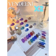 ยาทาเล็บเจลกากเพชรแฟลช เซต 12 สี VDN สีเจลกากเพชร แถมชาร์ตสี VENDEENI - X2 - wenails