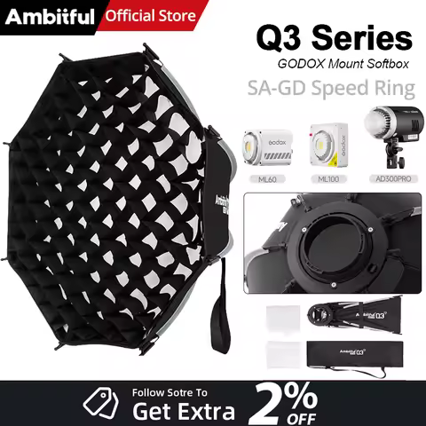 AMBITFUL Q3 Series 40/60cm Quick Release Standard SA-GD Ring Softbox For GODOX ML60 ML100 AD300PRO V