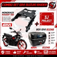 COMBO SET GIVI SUZUKI RAIDE150 MOJO RACK MF LIPAT +TOP BOX GIVI B32NB