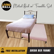 Living Mall Sheba Single Metal Bed Frame with Trundle Set - Optional Mattress Add On Available