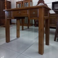 โต๊ะทำงานไม้สัก  ขนาด ลึก50xกว้าง100xสูง80 Cm  มี 3 ลิ้นชัก สีเสี้ยนดำ (Work desk, teak table) ประกอบแล้ว ขนส่งปลอดภัย